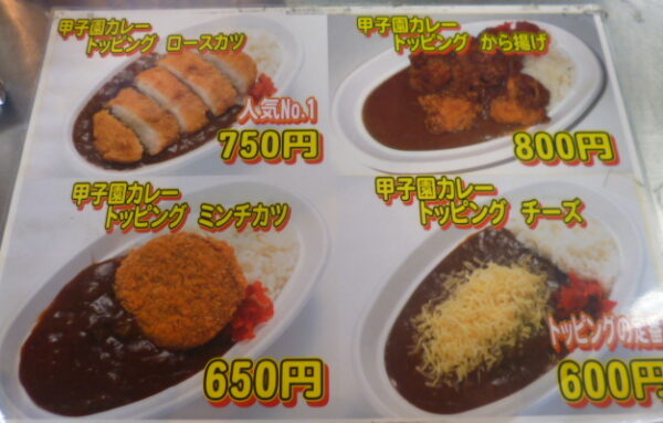 甲子園カレー／種類やトッピング