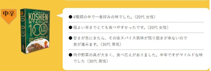 甲子園カレー／レトルトの口コミ